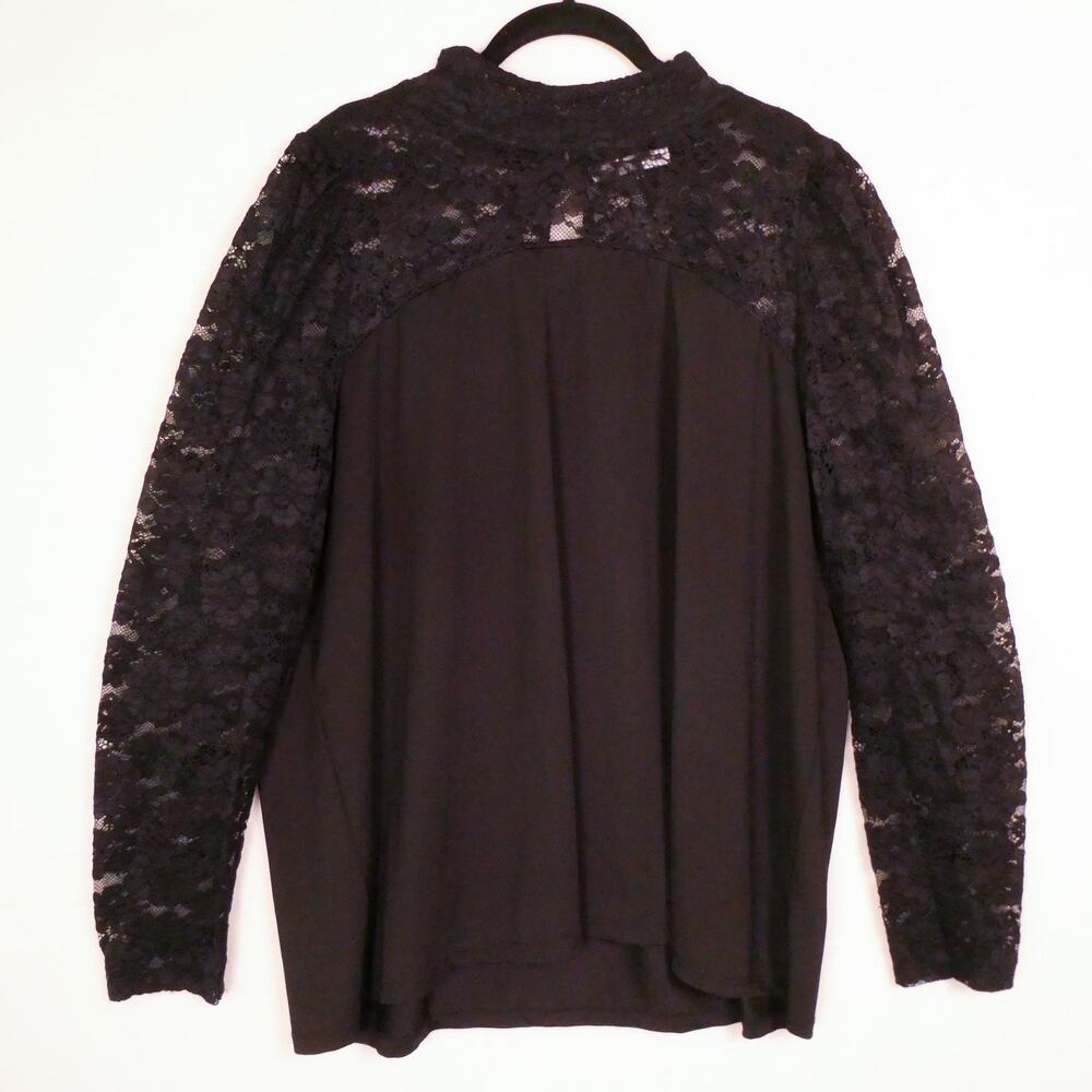 Eloquii Lace Neck Long Sleeve Top Size 20 Sheer Gothic Dark Romantic Layering